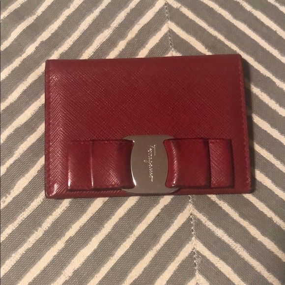 Salvatore Ferragamo Accessories - Salvatore Ferragamo red Vara bow cardholder wallet